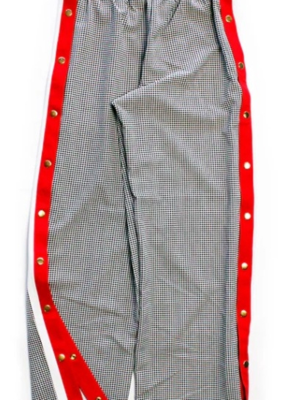 Iman Black & White Houndstooth Snap-Trim Joggers with Red Accents - Picture 8 of 10